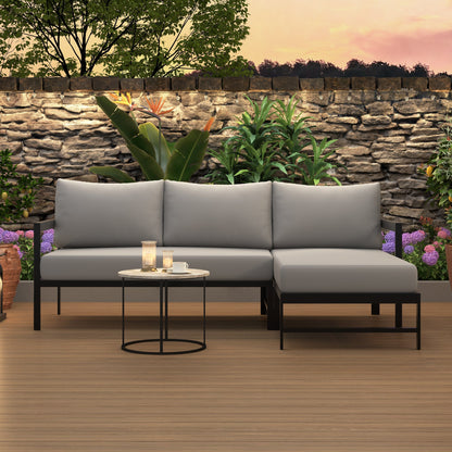U_style Outdoor L-Shaped Sofa with iron frame and ultra-thick gray cushions on Tampa Home & Garden Store