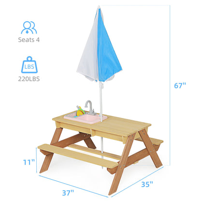 Kids cedar picnic table with sand and water play tray by HouseOfZazla on Tampa Home & Garden Store