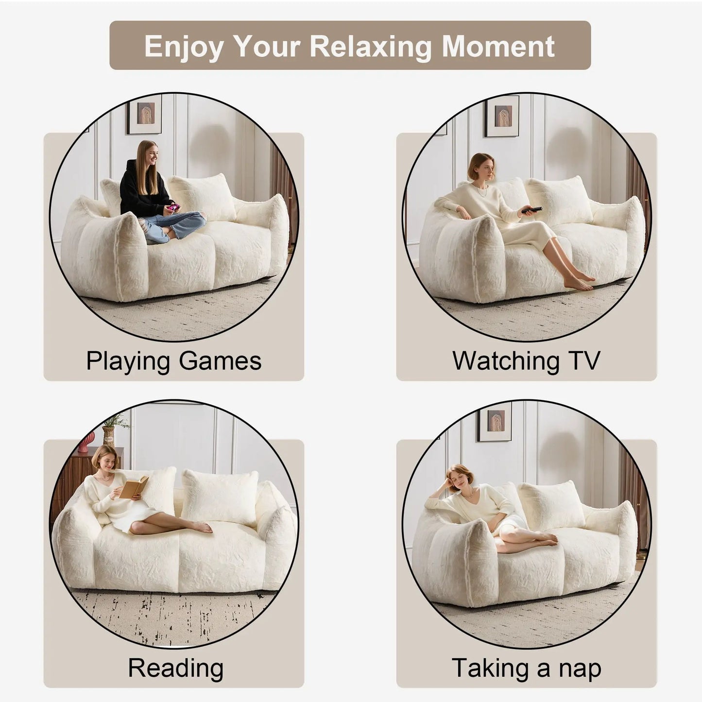 Giant Bean Bag Couch and Fluffy Loveseat
