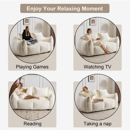 Giant Bean Bag Couch and Fluffy Loveseat