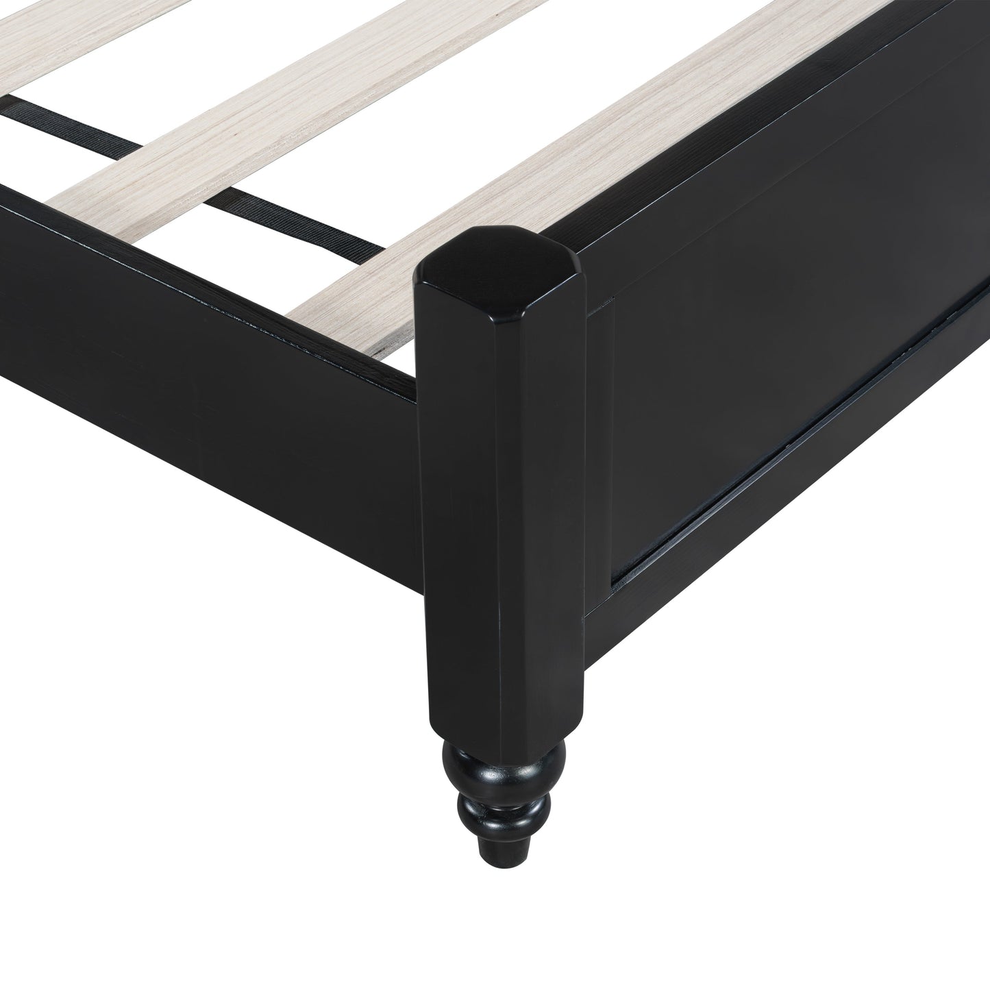 Modern King Bed Frame With Solid Wood Slats