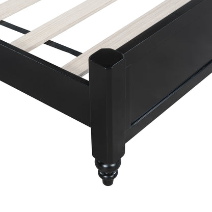 Modern King Bed Frame With Solid Wood Slats