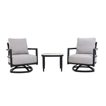 HouseOfZazla 3-piece chat set with Sunbrella cushions and two chairs with round side table on Tampa Home & Garden Store