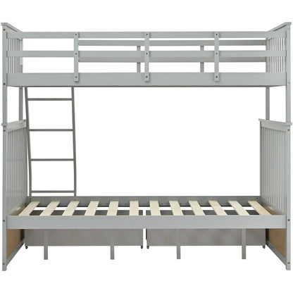Sturdy Bunk Bed With Ladder and Guard Rails