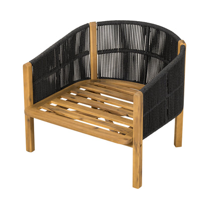 Acacia Wood and Woven Rope Outdoor Club Chair