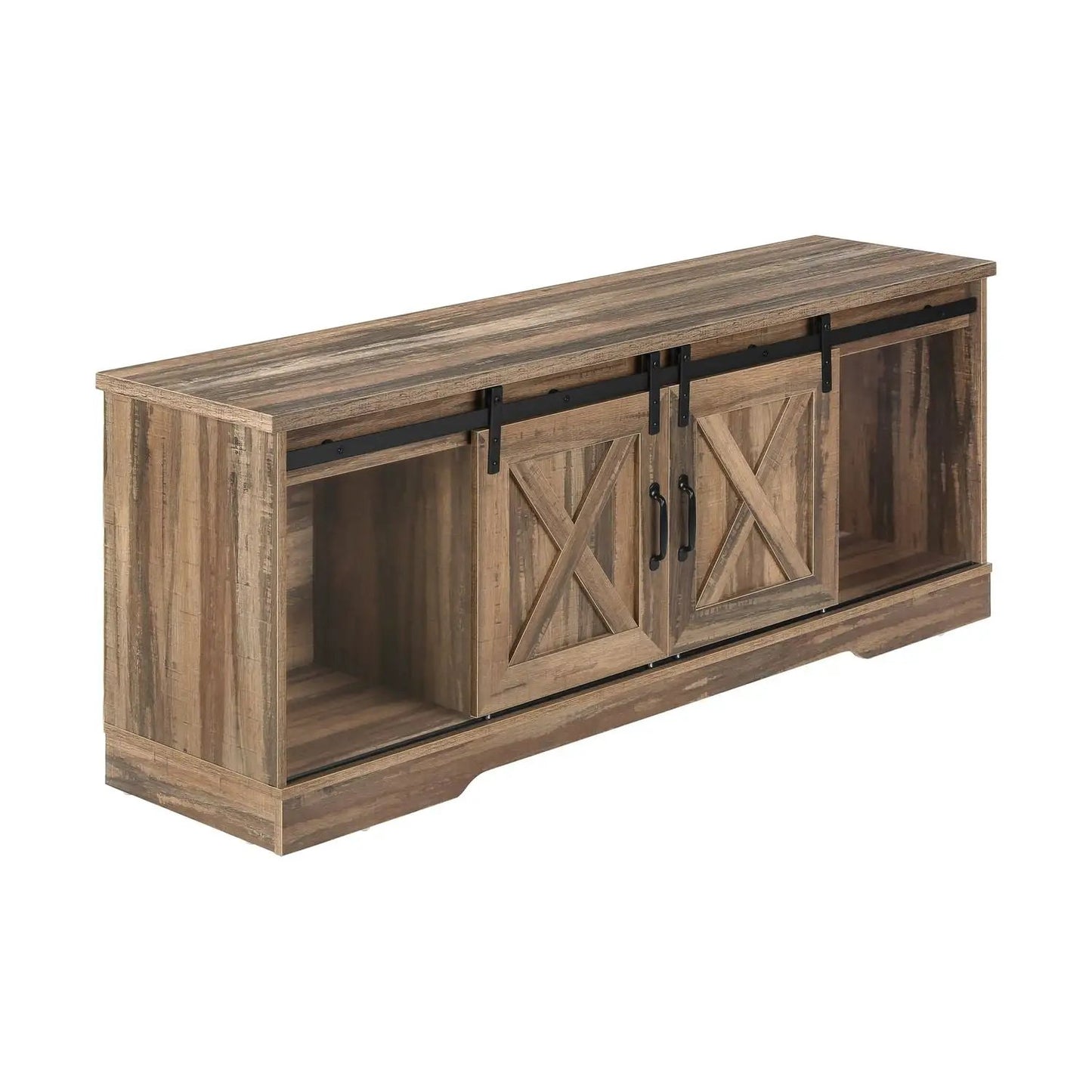 Farmhouse TV Stand Sliding Barn Doors Storage