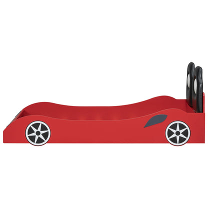 Race Car Shaped Bed red with LED, wheel decals and upholstered backrest by HouseOfZazla on Tampa Home & Garden Store