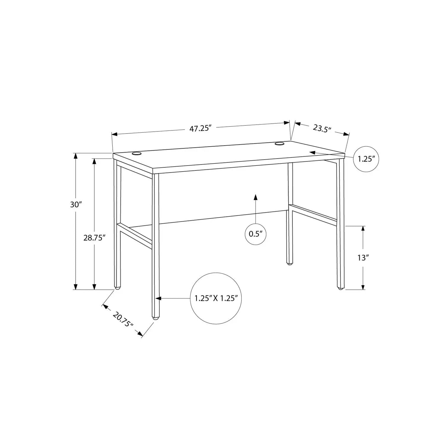 Computer Desk metal frame, modern home office by Unique Piece Furniture with cable grommets on Tampa Home & Garden Store