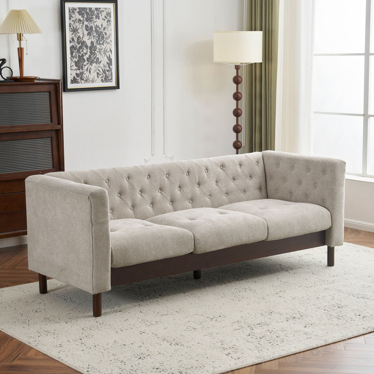 Luxurious Tufted Upholstered Living Room Sofa
