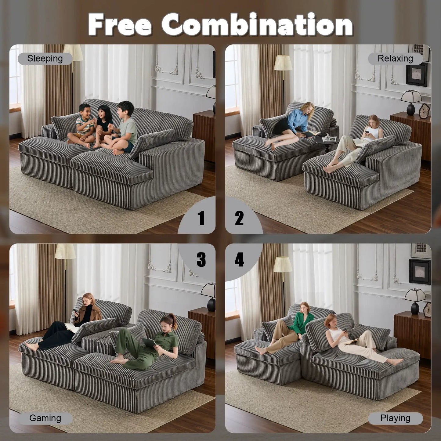 Oversized Double Chaise Lounge Chair Upholstered