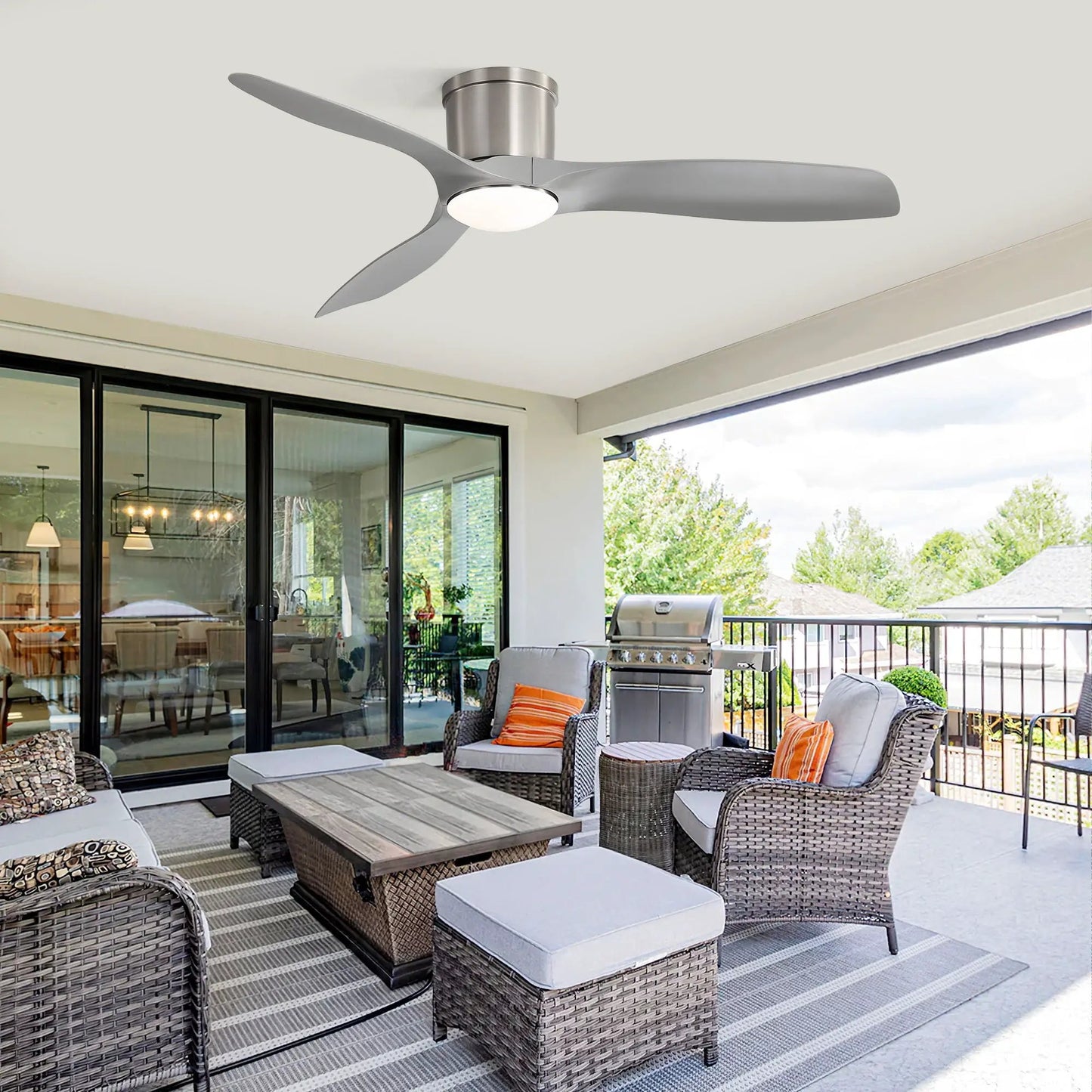 Flush Mount Ceiling Fan with Dimmable Led Light