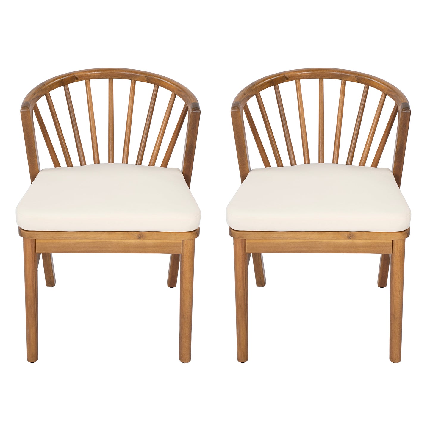 Acacia Wood Set of 2 Outdoor Dining Chairs