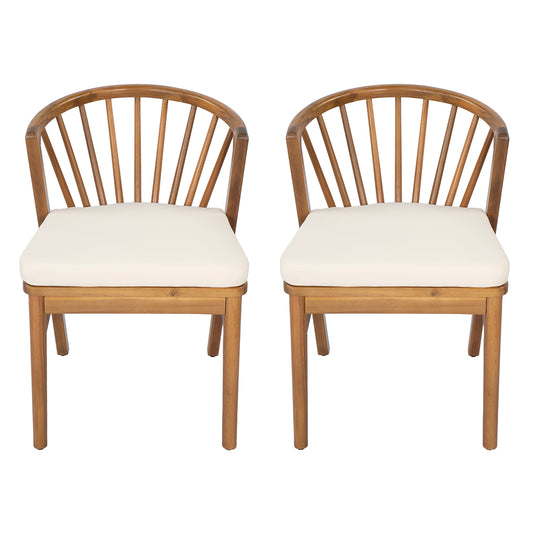 Acacia Wood Set of 2 Outdoor Dining Chairs