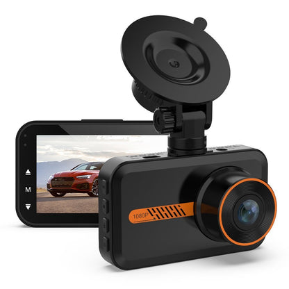 Sell My Stuff dual dash cam 1080P front lens, black body with orange ring and suction mount on Tampa Home & Garden Store