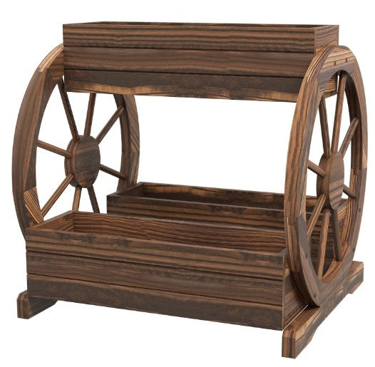 Vintage Wooden Wagon Planter and Garden Bed