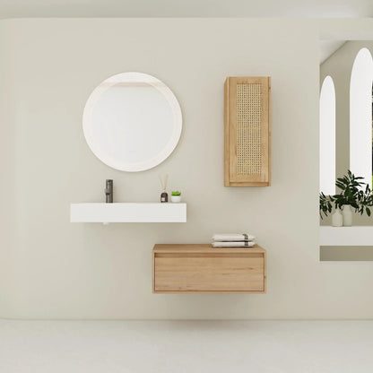 Modern Wall Mounted Vanity With Resin Sink