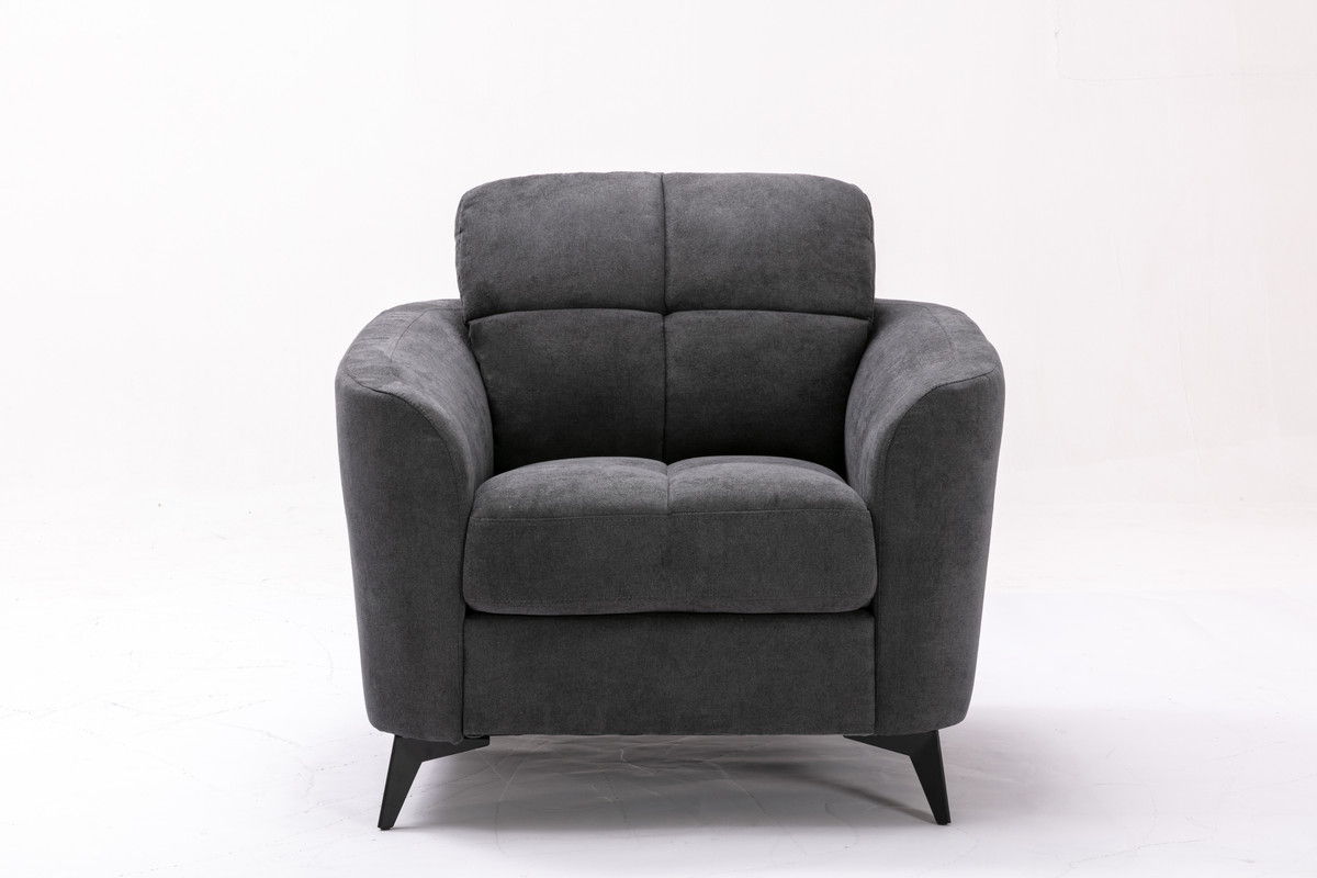 Callie - Woven Fabric Chair by HouseOfZazla, gray textured upholstery, tapered legs on Tampa Home & Garden Store