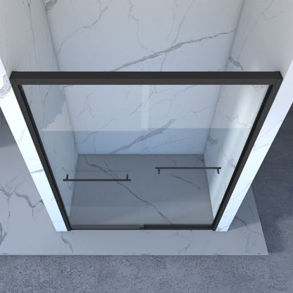 Double Sliding Shower and Matte Black Frame Door