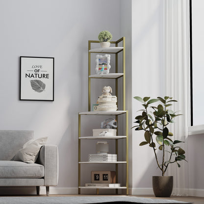6-story corner open bookshelf, modern bookshelf, wooden frame, independent bookshelf unit, - Tampa Home & Garden Store