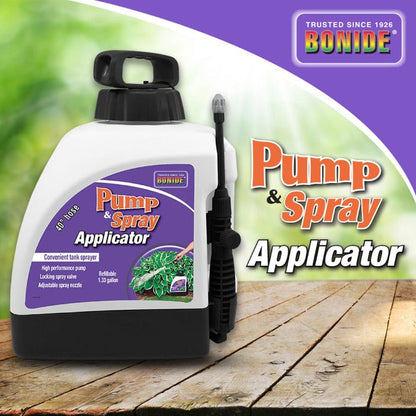 Bonide Pump and Spray Applicator sprayer with white bottle and purple label on Tampa Home & Garden Store
