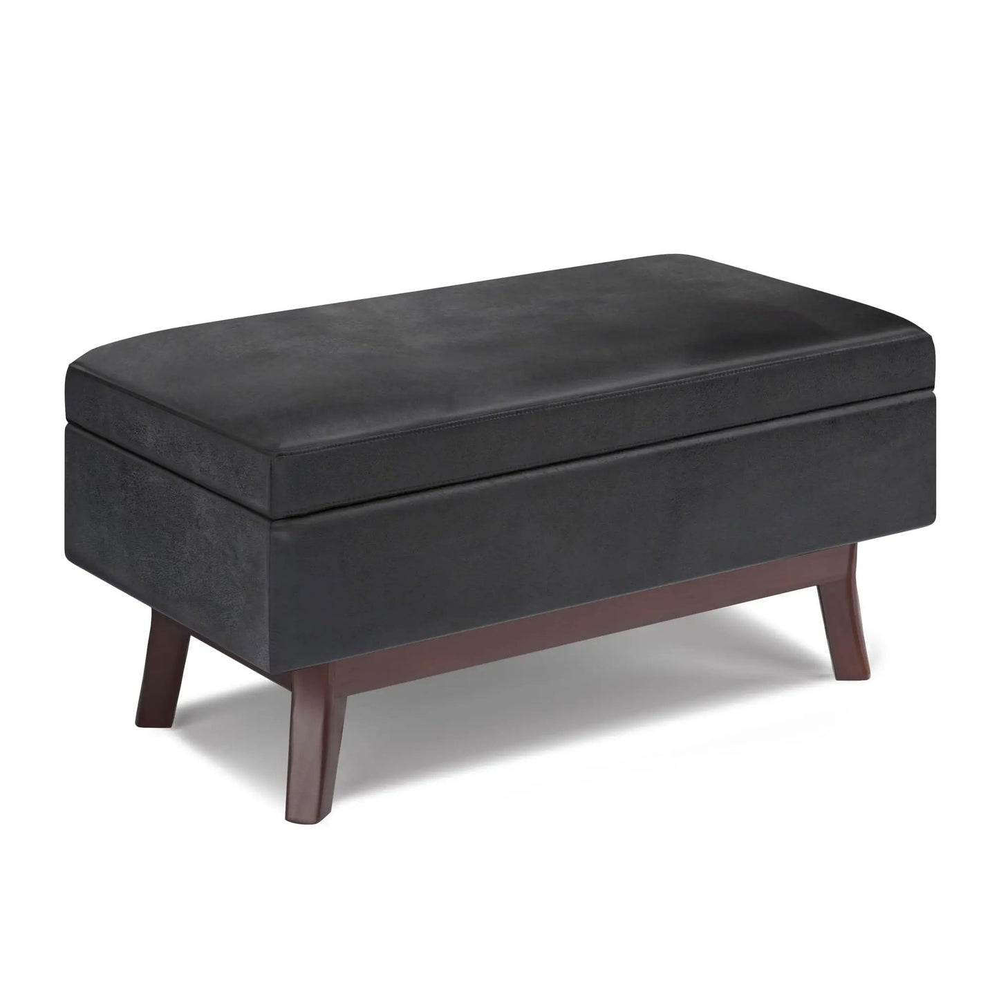 Owen Storage Ottoman in charcoal faux leather with legs by Unique Piece Furniture on Tampa Home & Garden Store