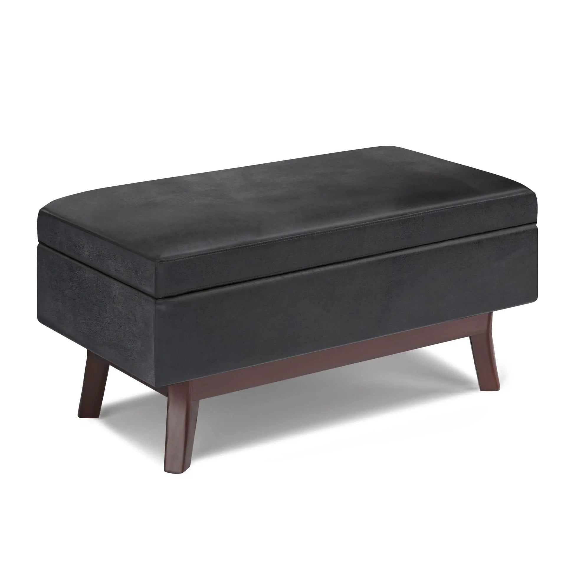 Owen Storage Ottoman in charcoal faux leather with legs by Unique Piece Furniture on Tampa Home & Garden Store