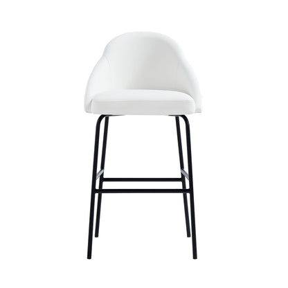 Gracie Upholstered Barstool, white faux leather, bar-height 28-30 in, HouseOfZazla on Tampa Home & Garden Store