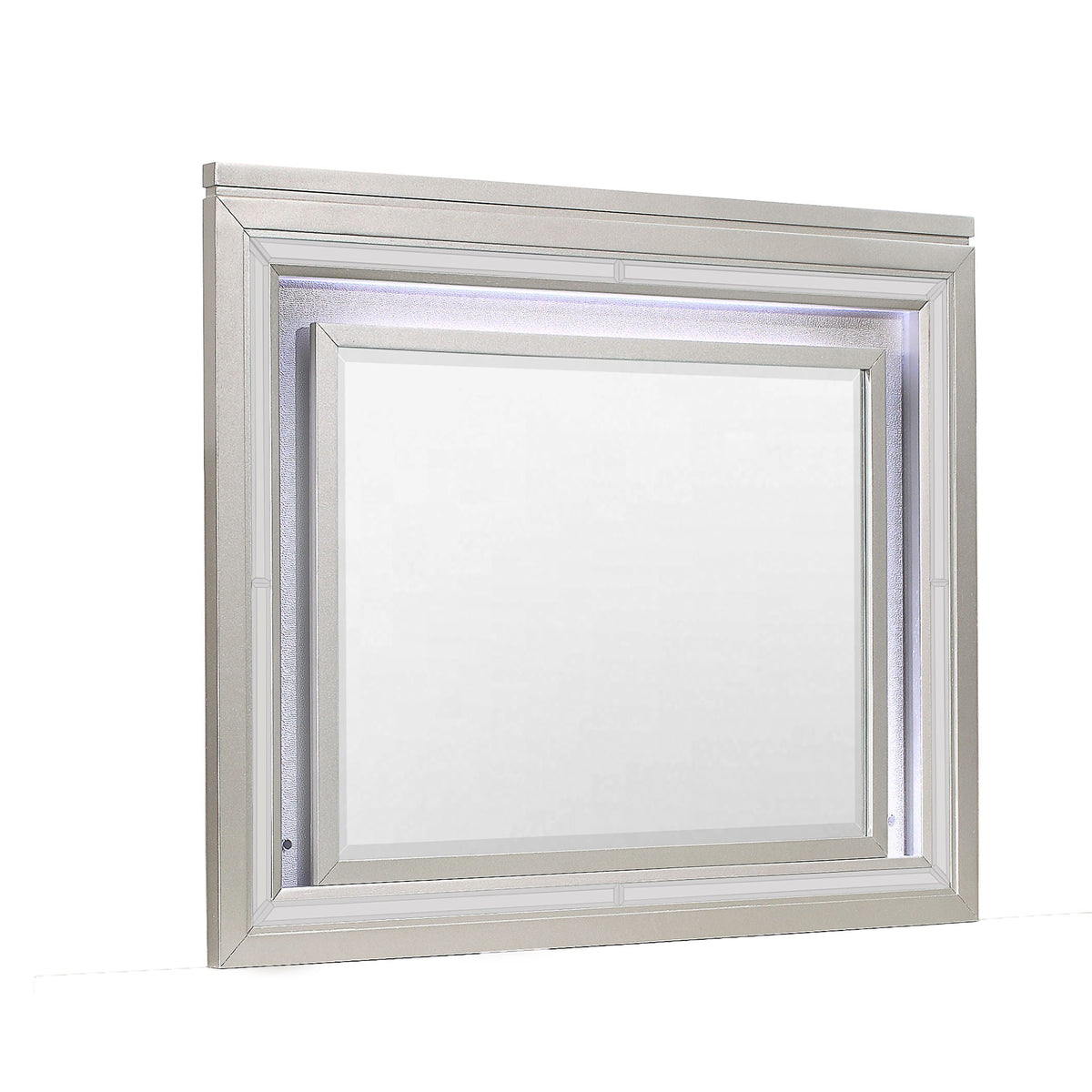 Glam Mirror with LED Light – Champagne-tone metal frame, wall mirror by HouseOfZazla on Tampa Home & Garden Store