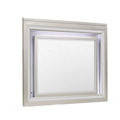 Glam Mirror with LED Light – Champagne-tone metal frame, wall mirror by HouseOfZazla on Tampa Home & Garden Store