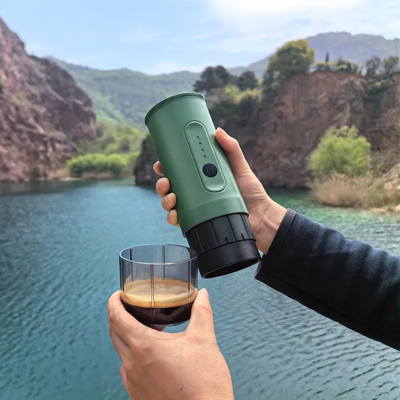 portable outdoor Italian coffee machine handheld electric coffee powder capsule dual-use travel car charging - Tampa Home & Garden Store