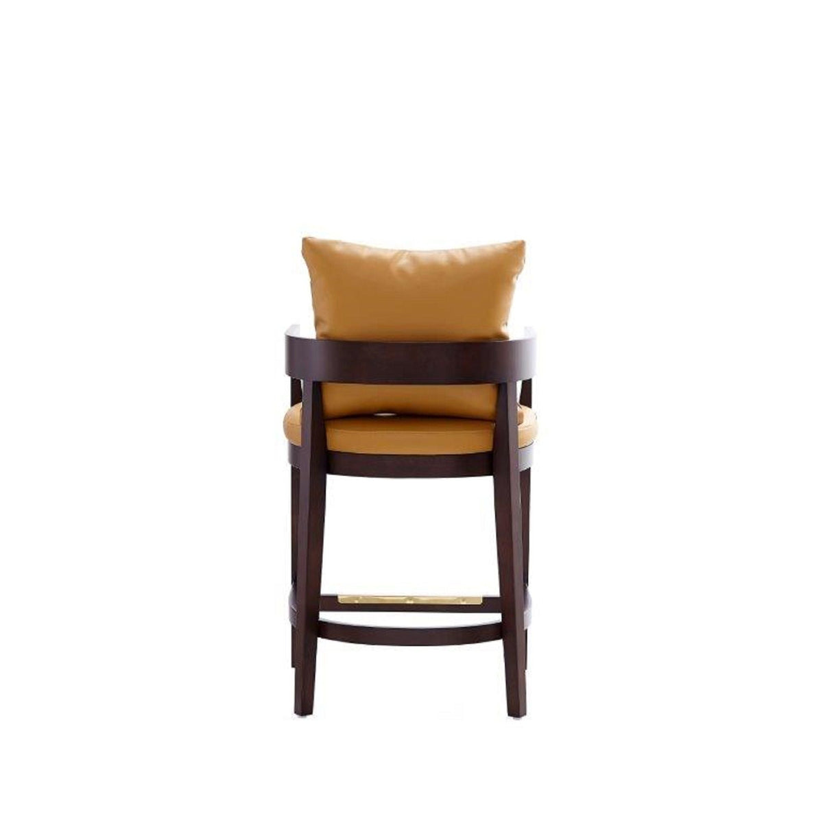 Mid-Century Modern Counter Stool by HouseOfZazla with tan leather upholstered seat on Tampa Home & Garden Store