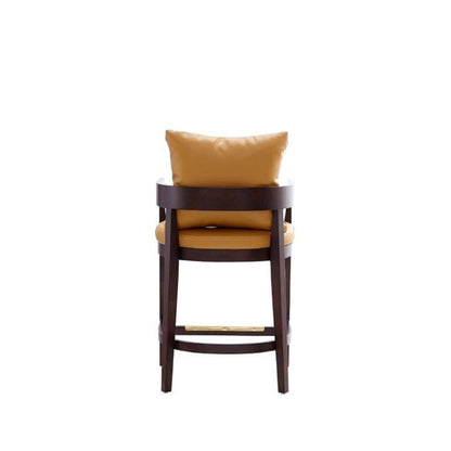 Mid-Century Modern Counter Stool by HouseOfZazla with tan leather upholstered seat on Tampa Home & Garden Store