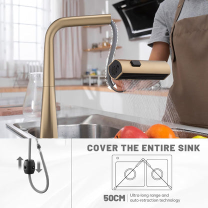 Waterfall Faucet With Display and Pull Down Spray