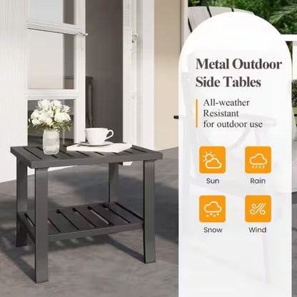 Square 2 Tier Rust Resistant Outdoor Side Table