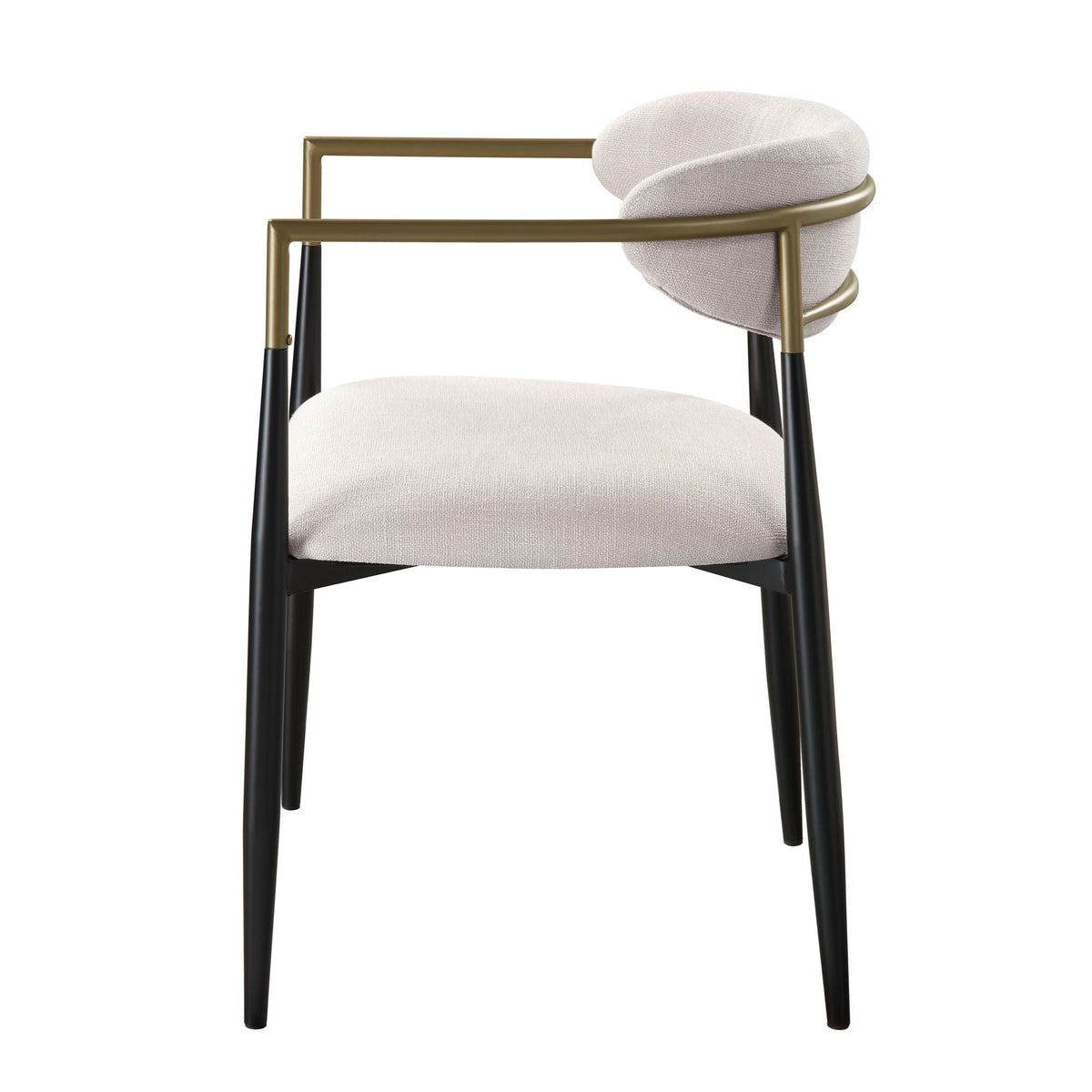 Chair set beige upholstered seats with gold metal frame and black legs on Tampa Home & Garden Store