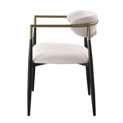 Chair set beige upholstered seats with gold metal frame and black legs on Tampa Home & Garden Store