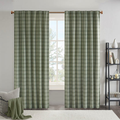 Curtain panels by HouseOfZazla, plaid green with rod pocket and back tab, fleece lined, 50x84 on Tampa Home & Garden Store