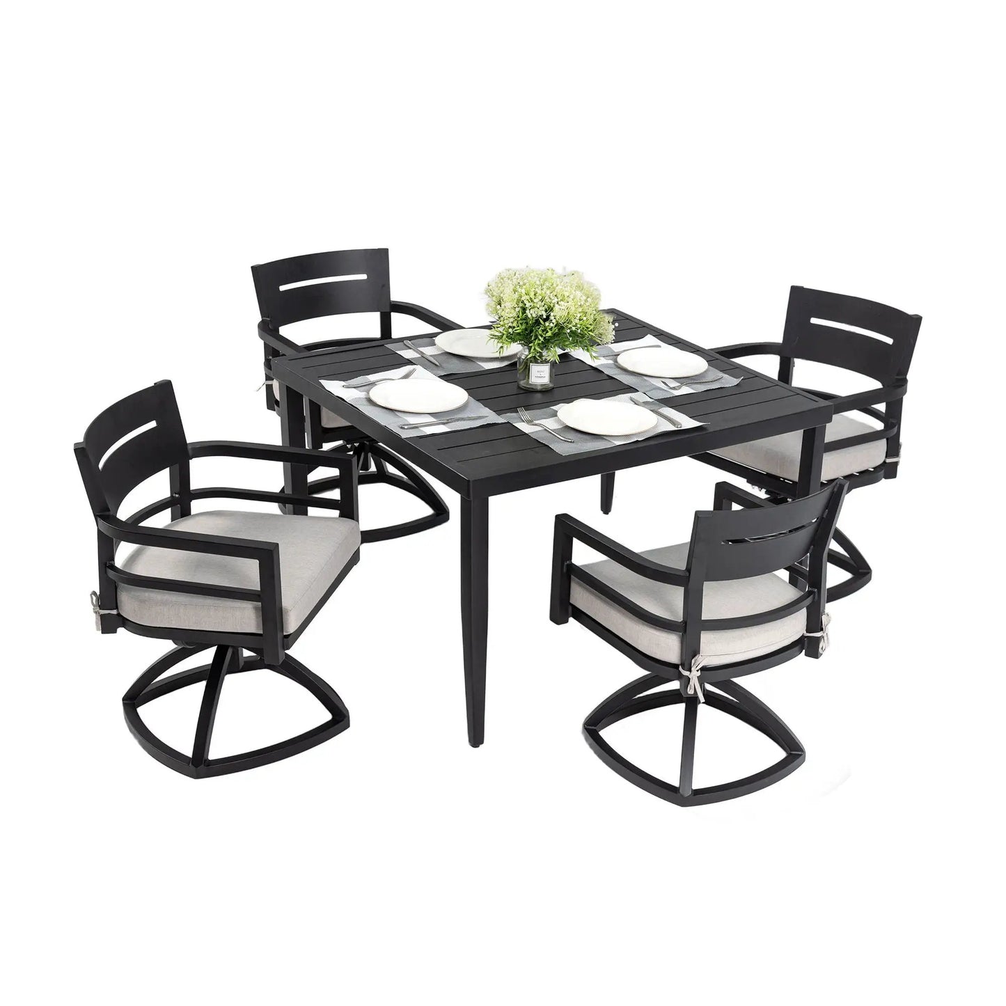 Outdoor Modern Dining Set with Cushioned Chairs