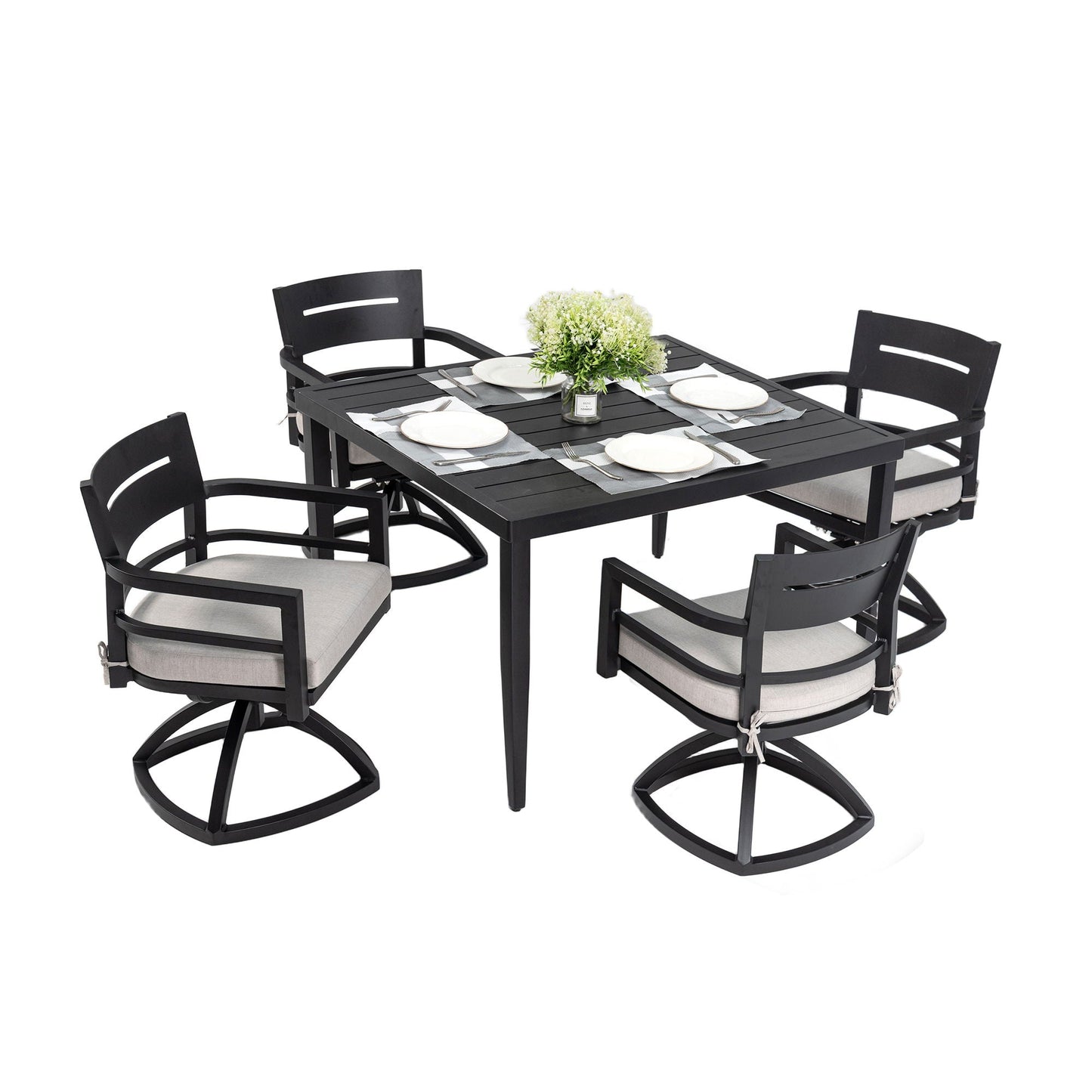 Aluminum Outdoor Dining Table and Cushioned Set