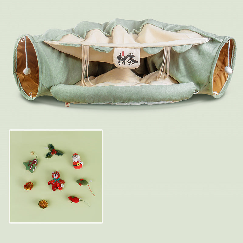 Four Seasons Universal Cat Tunnel Cat Bed green fabric with beige interior by Sell My Stuff on Tampa Home & Garden Store