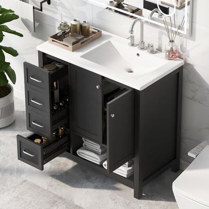 36-inch bathroom vanity with white sink top and black storage cabinet by HouseOfZazla on Tampa Home & Garden Store