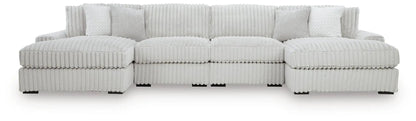 Stupendous Sectional Unique Piece Furniture in light gray corduroy with ribbed texture cushions on Tampa Home & Garden Store