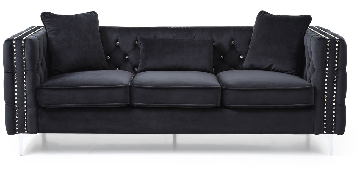 Modern Tufted Sofa With Steel Legs and a Cushion
