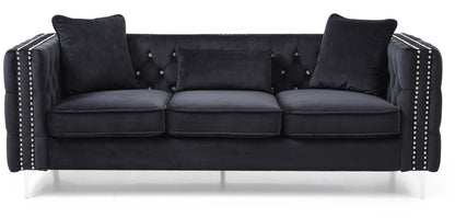 Modern Tufted Sofa With Steel Legs and a Cushion