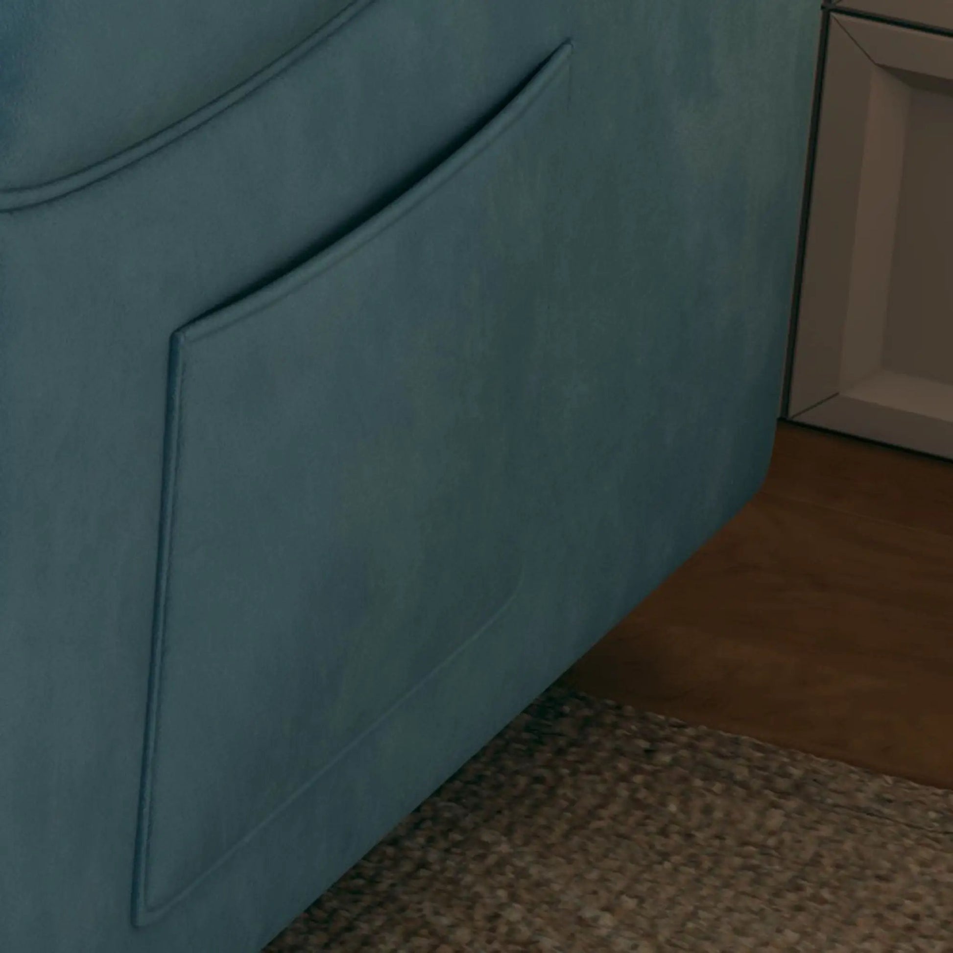 Sofa dual-purpose sleeper with teal upholstery and seam detailing on Tampa Home & Garden Store
