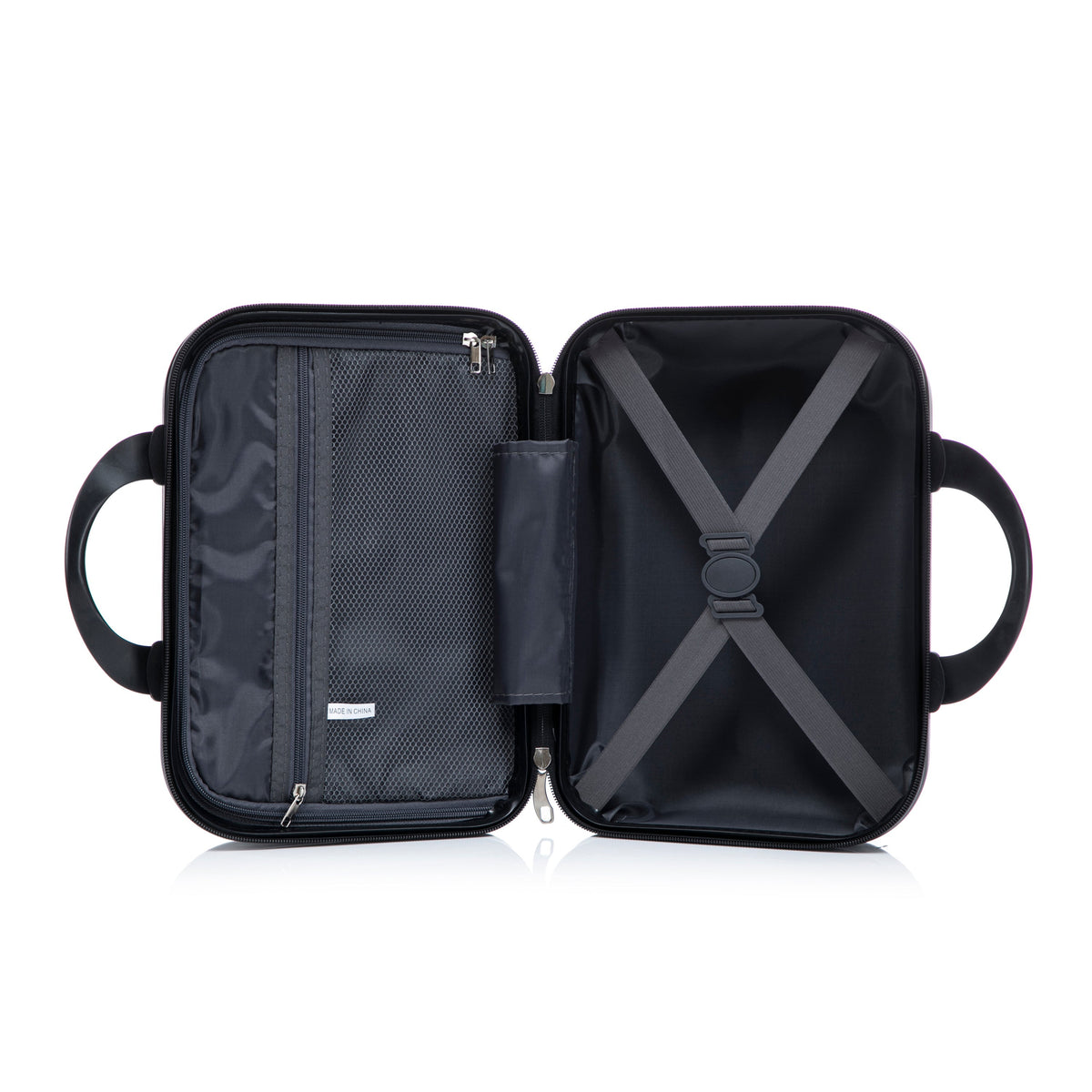 ABS Spinner Wheel Luggage Set by HouseOfZazla with mesh pockets and cross straps 14' & 20' on Tampa Home & Garden Store