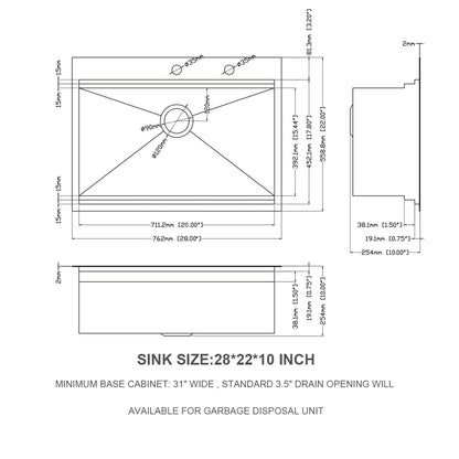 Drop In Kitchen Sink Stainless Steel Workstation