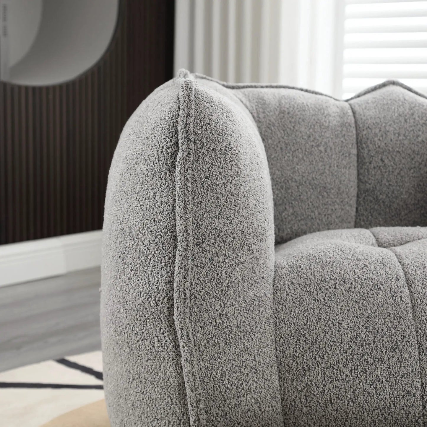 Soft Bean Bag Chair With High Resilient Foam gray textured fabric stationary chair & ottoman on Tampa Home & Garden Store
