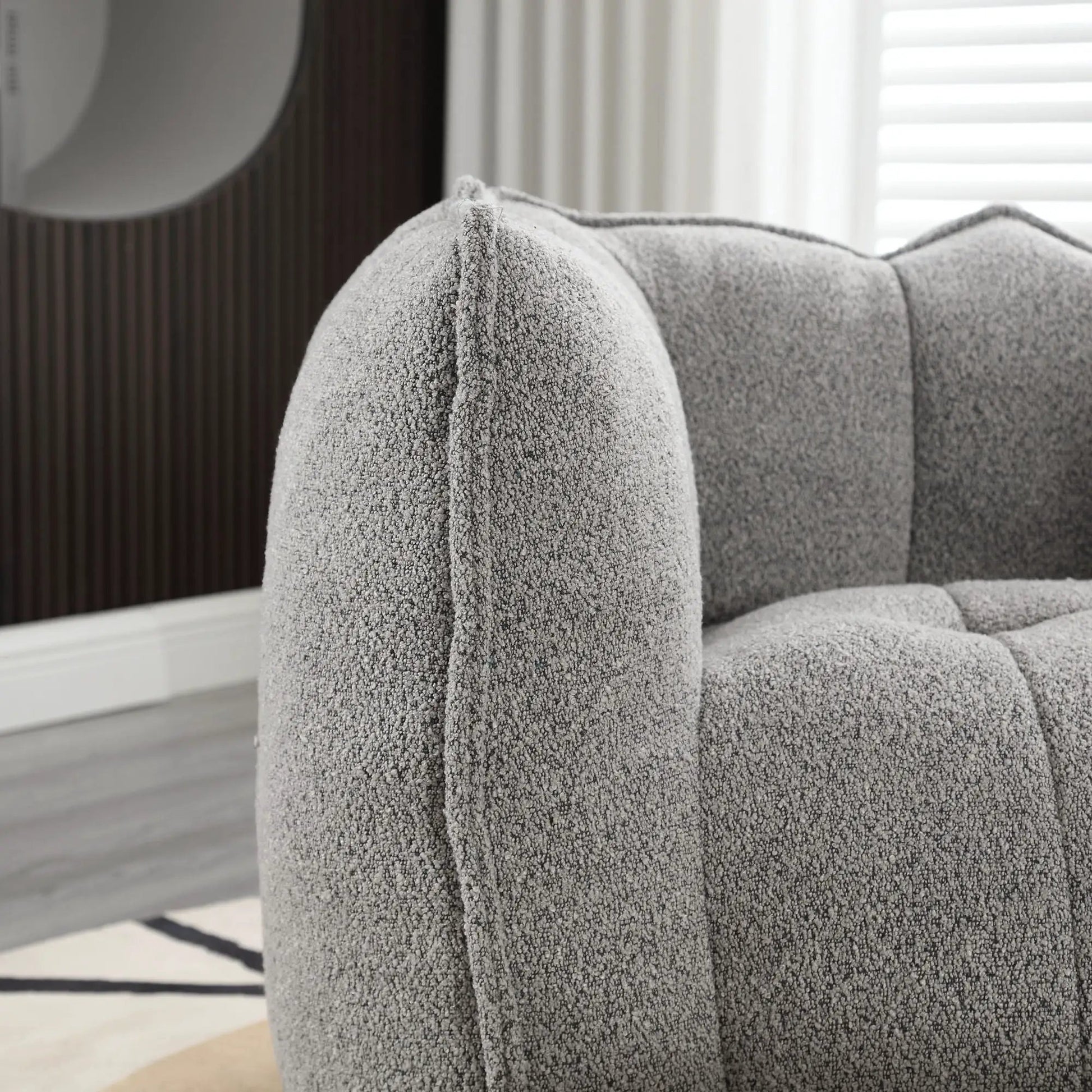 Soft Bean Bag Chair With High Resilient Foam gray textured fabric stationary chair & ottoman on Tampa Home & Garden Store