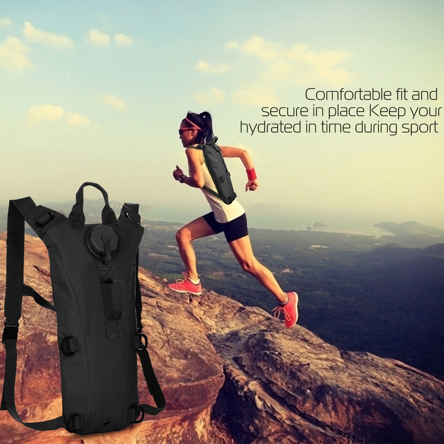 iMounTEK 3L Hydration Pack black, GemGear rugged backpack with adjustable straps on Tampa Home & Garden Store